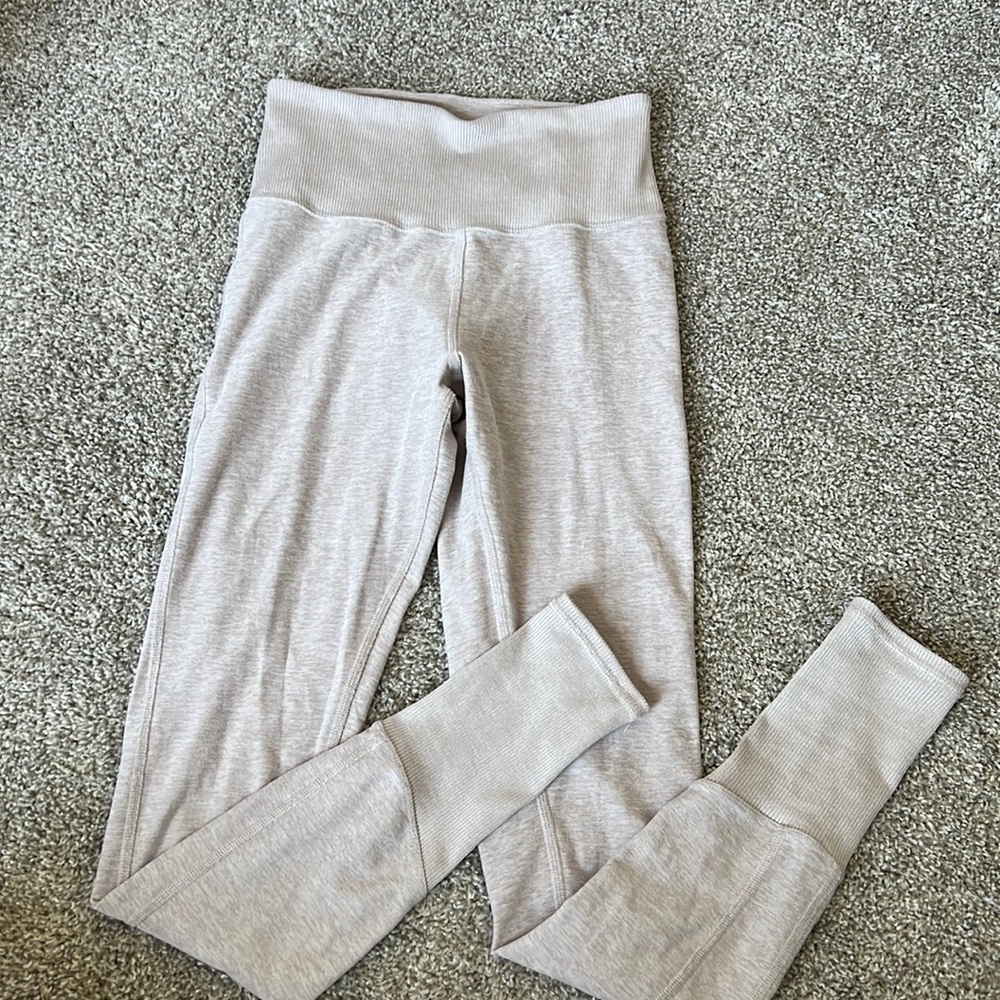 Alo Light pink/purple heathered leggings with ribbing detail - S